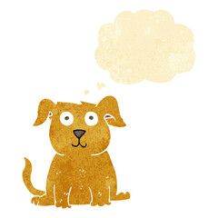 cartoon happy dog with thought bubble