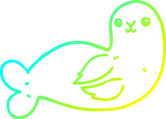 cold gradient line drawing cartoon seal
