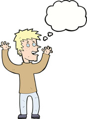 cartoon excited man with thought bubble