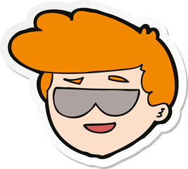 sticker of a cartoon boy wearing sunglasses