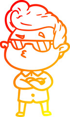 warm gradient line drawing cartoon cool guy