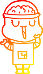 warm gradient line drawing happy cartoon robot