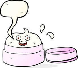 speech bubble cartoon face cream