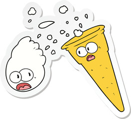 sticker of a cartoon ice cream