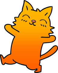 quirky gradient shaded cartoon cat