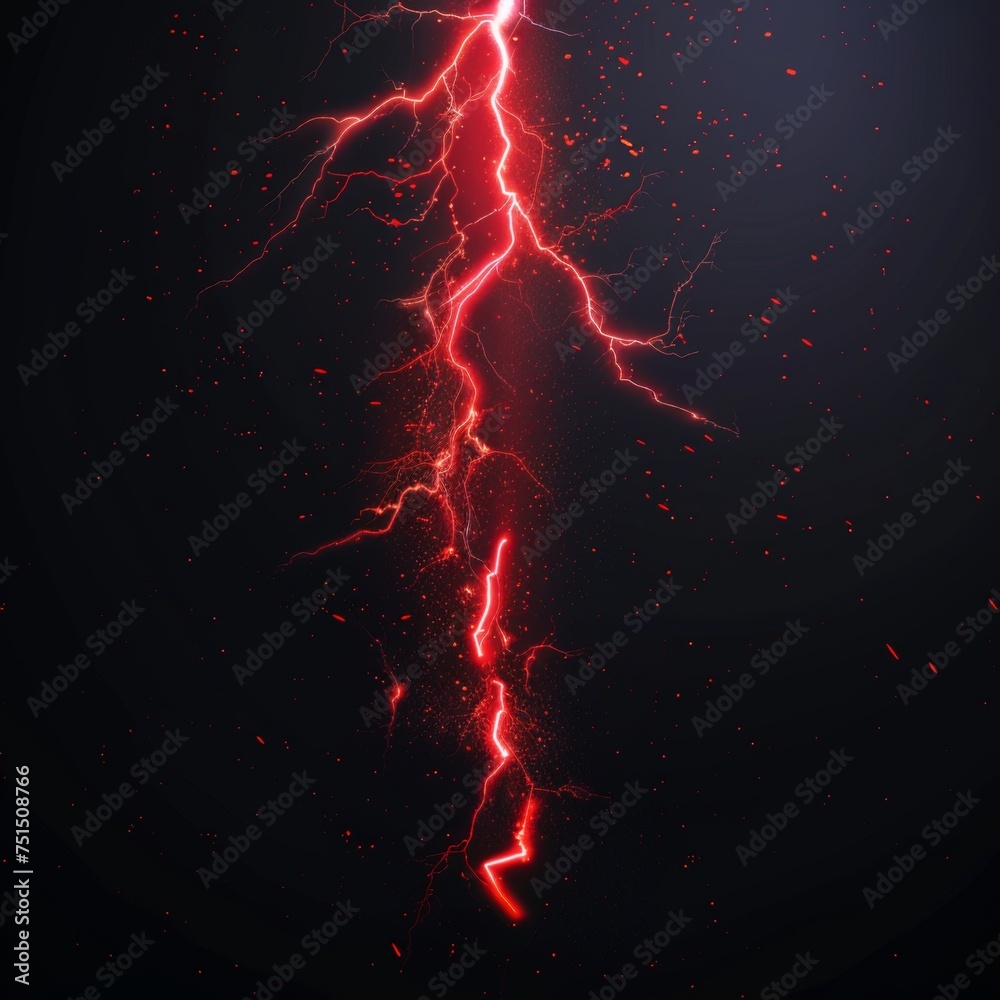 Canvas Prints The whole set of Realistic 3D  bolts set shows lightning, thunderbolt strike, red impact, crack, magical energy flash during a night storm.