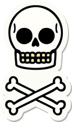 tattoo style sticker of a skull and bones