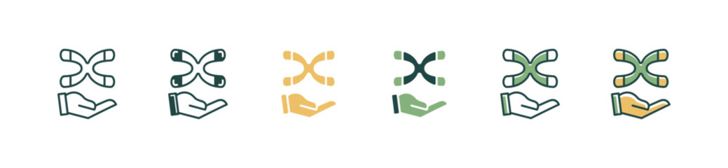hand holding x chromosome helix dna genetic icon set medical genome molecular biotechnology signs vector illustration