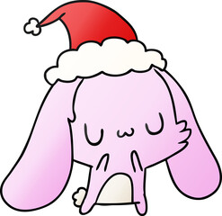 christmas gradient cartoon of kawaii rabbit