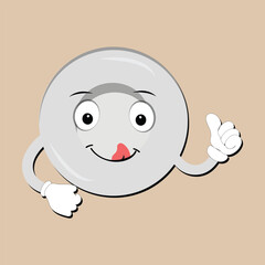 Plate cartoon character, with different expressions, happy mood, sad, angry, facial expressions, with different emotions