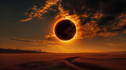 Amazing scientific background - total solar eclipse - obrazy, fototapety, plakaty