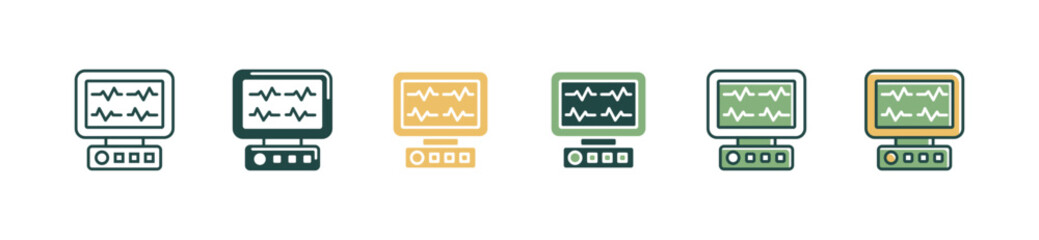cardiogram heartbeat monitoring machine icon set heart pulse medical cardiology health care vector illustration