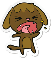 sticker of a cute cartoon dog barking
