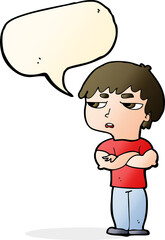 cartoon annoyed boy with speech bubble