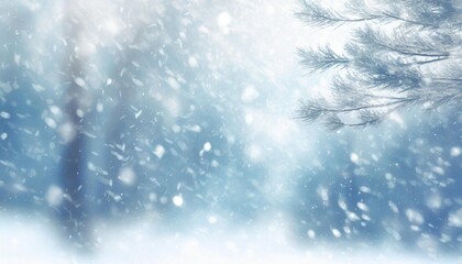 winter background snowfall trees abstract blurred white