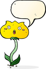 cartoon shocked flower with speech bubble