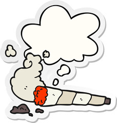 cartoon cigarette and thought bubble as a printed sticker
