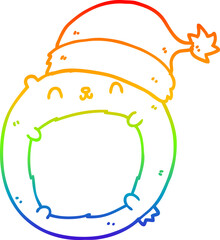 rainbow gradient line drawing cute cartoon christmas bear