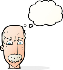 cartoon annnoyed old man with thought bubble