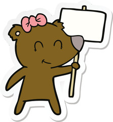 sticker of a female bear cartoon