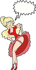 cartoon flamenco dancer with speech bubble