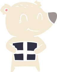 christmas polar bear flat color style cartoon