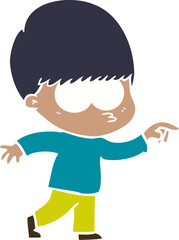 nervous flat color style cartoon boy