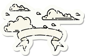 grunge sticker of tattoo style floating clouds