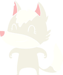 friendly flat color style cartoon wolf