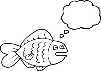 Obraz premium thought bubble cartoon funny fish