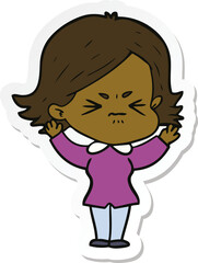 sticker of a cartoon angry woman