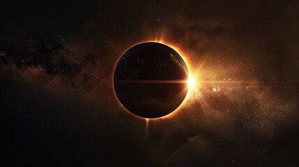 Solar eclipse with star backdrop - obrazy, fototapety, plakaty