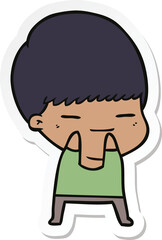 sticker of a cartoon smug boy