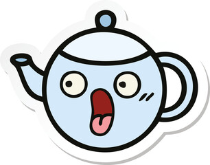 sticker of a cute cartoon teapot