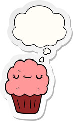 cartoon muffin and thought bubble as a printed sticker