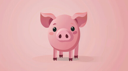 Fototapeta premium Pig, illustration and digital art of an animal isolated on a background for poster, post card or printing. Cute, creative and drawing of a cartoon character for wallpaper, canvas and decoration