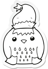sticker of a cute cartoon owl wearing christmas hat