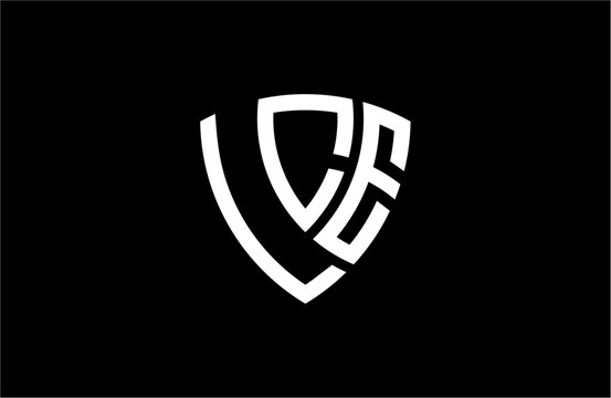 LCE creative letter shield logo design vector icon illustration