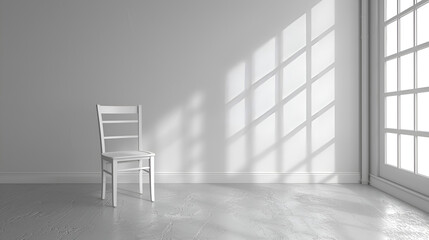 White chair in an empty room. generative ai