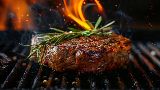 Mouth watering image of a sizzling steak