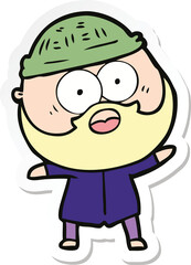 sticker of a cartoon surprised bearded man
