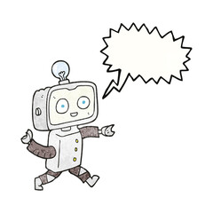 speech bubble textured cartoon robot