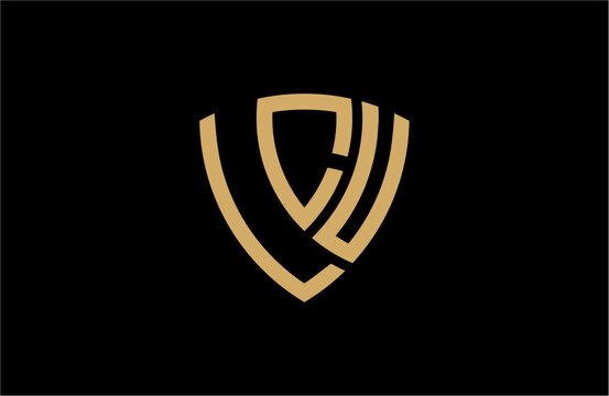 LCU creative letter shield logo design vector icon illustration