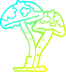 cold gradient line drawing cartoon mushroom