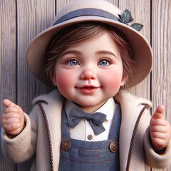 Illustration of a cute baby with a hat and suit