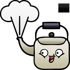 gradient shaded cartoon steaming kettle