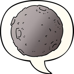 cartoon moon and speech bubble in smooth gradient style