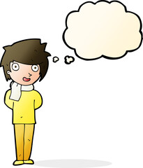cartoon friendly man with thought bubble