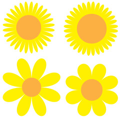 Set of daisy flowers icons isolated on background vector illustration.