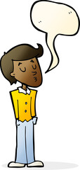 cartoon calm man with speech bubble